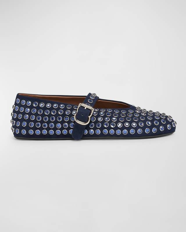 Crystal Stud Mary Jane Ballerina Flats